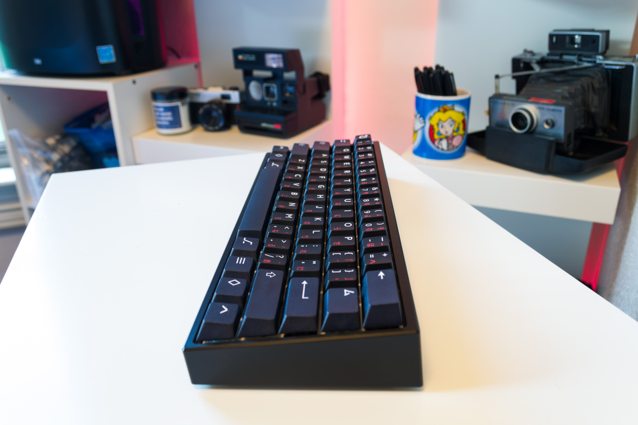 Custom Wooting 60HE with white background side view